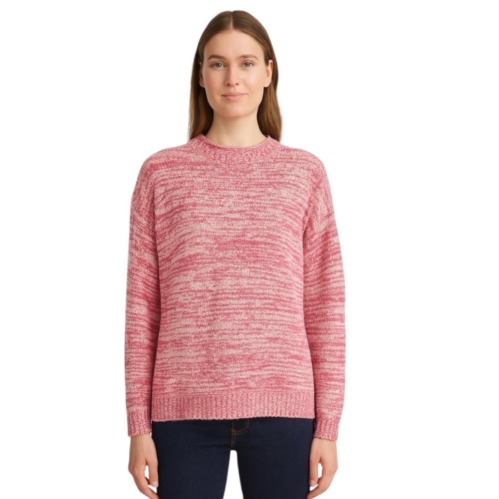 Dip Pink Marled Long Sleeve Coquette Romantic Crew Neck Pullover Sweater Size M